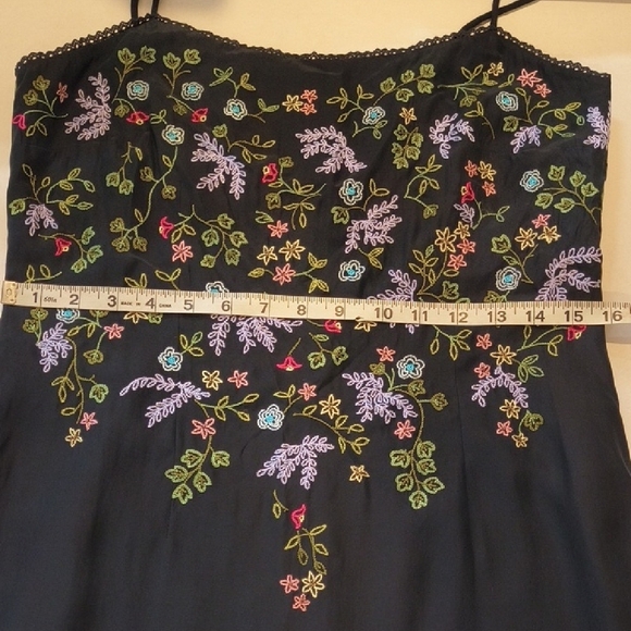 INC International Concepts Strapless Black Dress with Floral Embroidery - Picture 7 of 10